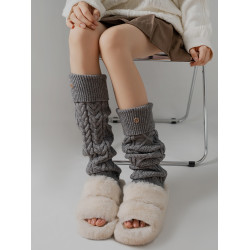 韓國東大門襪子女長筒老板娘同款毛線針織襪套腿套加厚小腿堆堆襪