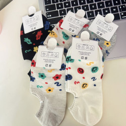 襪子女短襪純棉春夏ins低幫淺口韓國可愛小花隱形矽膠不掉跟船襪