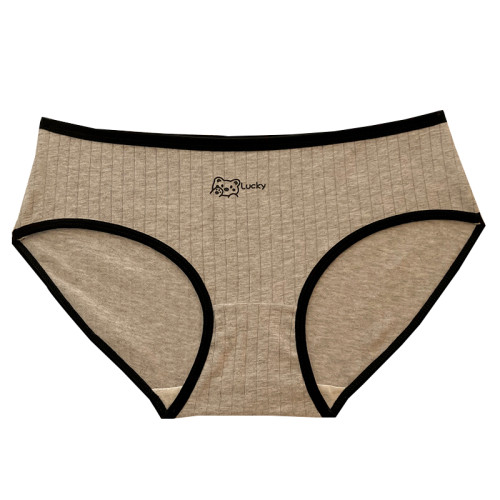 Lucky小熊純棉內褲女抗菌中腰少女學生透氣棉質2024新款三角短褲