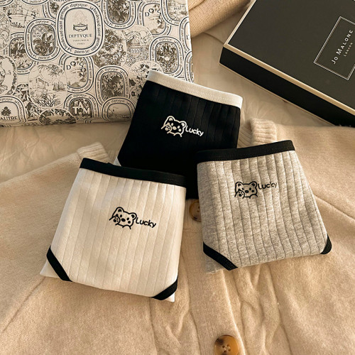 Lucky小熊純棉內褲女抗菌中腰少女學生透氣棉質2024新款三角短褲