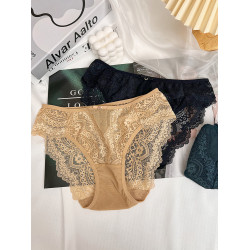 大碼內褲女胖mm200斤蕾絲性感網紗透明薄款無痕中腰短褲春夏新款