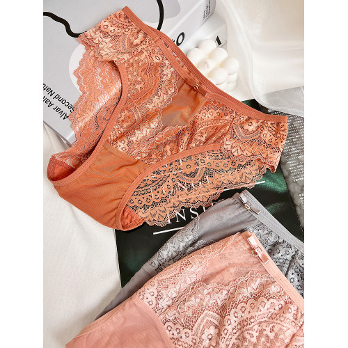 大碼內褲女胖mm200斤蕾絲性感網紗透明薄款無痕中腰短褲春夏新款