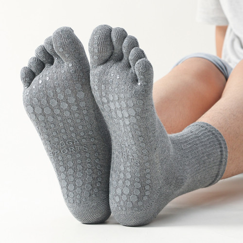 大碼瑜珈襪男專業防滑五指分趾秋冬普拉提散打跑步運動靜音地板襪
