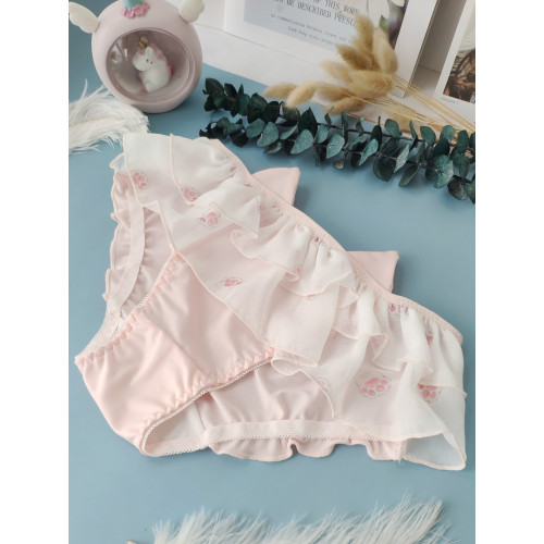 4028小蔥內衣新款貓爪裙邊內褲少女心三角褲可愛牛奶絲胖次二次元 4028小蔥內衣新款貓爪裙邊內褲少女心三角褲可愛牛奶絲胖次二次元