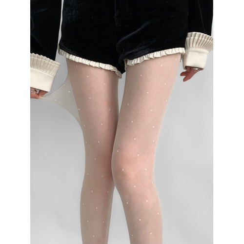 夜間教習室波點絲襪白色防勾絲連褲襪子女夏季薄款加長白絲純欲風 夜間教習室波點絲襪白色防勾絲連褲襪子女夏季薄款加長白絲純欲風