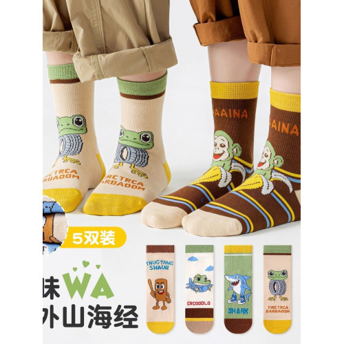 男童襪子防臭吸汗山海經兒童春秋中筒棉襪中大童學生卡通可愛女童 男童襪子防臭吸汗山海經兒童春秋中筒棉襪中大童學生卡通可愛女童