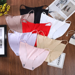 一片式冰絲無痕內褲女低腰性感比基尼舒適抑菌純棉襠一根帶三角褲