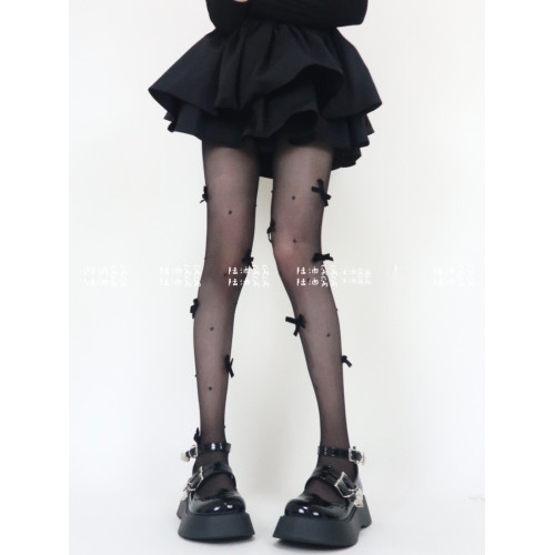 陸酒窩窩 春夏新品黑絲少女心絲絨蝴蝶結珍珠任意剪連體襪女 陸酒窩窩 春夏新品黑絲少女心絲絨蝴蝶結珍珠任意剪連體襪女