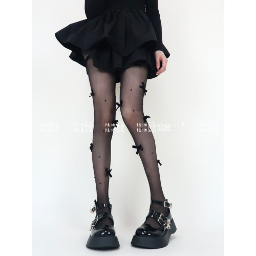 陸酒窩窩 春夏新品黑絲少女心絲絨蝴蝶結珍珠任意剪連體襪女 陸酒窩窩 春夏新品黑絲少女心絲絨蝴蝶結珍珠任意剪連體襪女