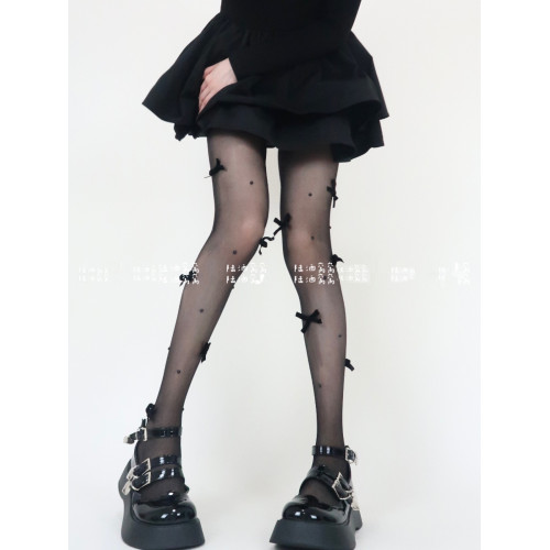 陸酒窩窩 春夏新品黑絲少女心絲絨蝴蝶結珍珠任意剪連體襪女 陸酒窩窩 春夏新品黑絲少女心絲絨蝴蝶結珍珠任意剪連體襪女