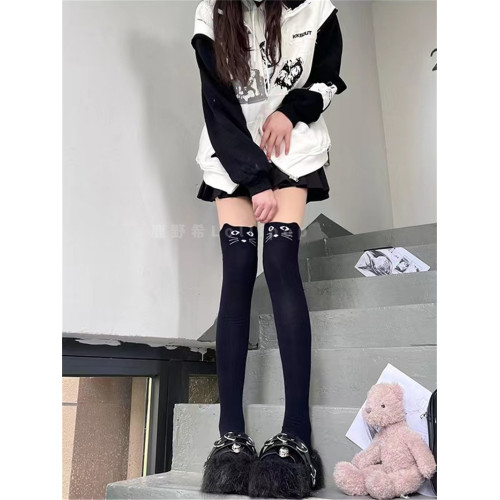 春秋新款日系軟萌可愛貓咪過膝襪JK少女長筒襪學院百搭小熊中筒襪 春秋新款日系軟萌可愛貓咪過膝襪JK少女長筒襪學院百搭小熊中筒襪