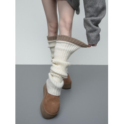 SS2L日系經典毛線針織少女風加厚保暖雪地靴襪套腿套過膝堆堆襪女