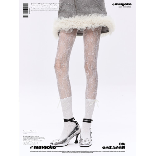 mingoto彌搆春秋蝴蝶結曡穿連褲襪鏤空薄款蕾絲網襪jk白色絲襪 mingoto彌搆春秋蝴蝶結曡穿連褲襪鏤空薄款蕾絲網襪jk白色絲襪