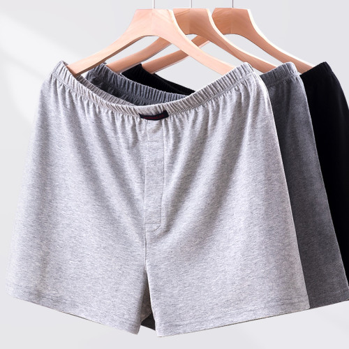 阿羅褲純棉男士平角內褲中老年人四角褲短褲全棉寬松睡褲高腰深襠