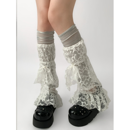 夜間教習室蕾絲襪套夏季喇叭透明蝴蝶結堆堆襪子女y2k小腿套秋季 夜間教習室蕾絲襪套夏季喇叭透明蝴蝶結堆堆襪子女y2k小腿套秋季