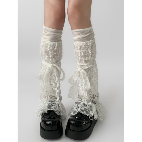 夜間教習室蕾絲襪套夏季喇叭透明蝴蝶結堆堆襪子女y2k小腿套秋季 夜間教習室蕾絲襪套夏季喇叭透明蝴蝶結堆堆襪子女y2k小腿套秋季