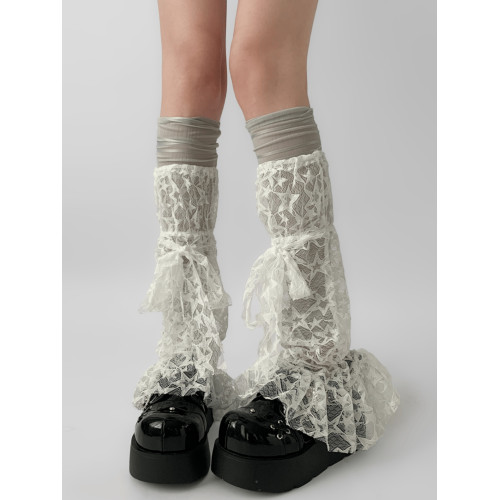 夜間教習室蕾絲襪套夏季喇叭透明蝴蝶結堆堆襪子女y2k小腿套秋季 夜間教習室蕾絲襪套夏季喇叭透明蝴蝶結堆堆襪子女y2k小腿套秋季