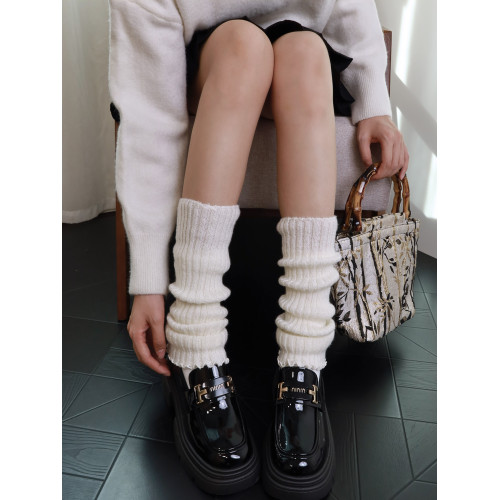 Lolita白色襪套堆堆襪腿套女春夏秋季中筒針織襪子jk配小皮鞋y2k