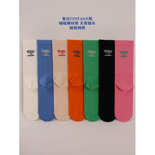 3雙裝復古vintage刺綉字母長襪子男女街頭cityboy美式復古堆堆襪 3雙裝復古vintage刺綉字母長襪子男女街頭cityboy美式復古堆堆襪