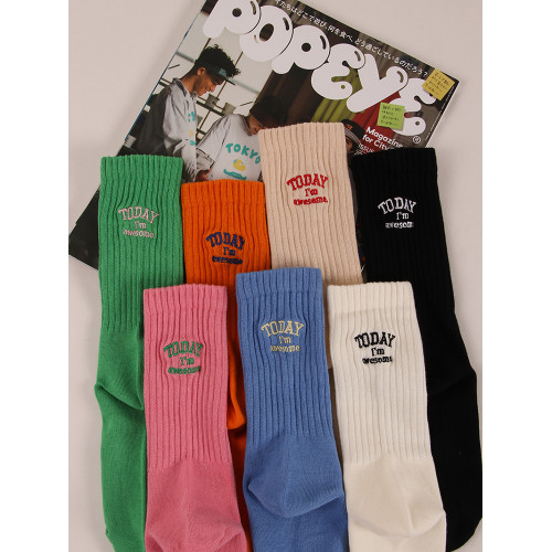 3雙裝復古vintage刺綉字母長襪子男女街頭cityboy美式復古堆堆襪 3雙裝復古vintage刺綉字母長襪子男女街頭cityboy美式復古堆堆襪