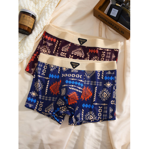 【爆款】美式復古男士內褲冰絲夏季男生平角褲中腰四角褲高彈透氣 【爆款】美式復古男士內褲冰絲夏季男生平角褲中腰四角褲高彈透氣