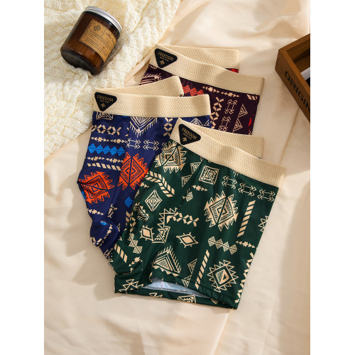 【爆款】美式復古男士內褲冰絲夏季男生平角褲中腰四角褲高彈透氣 【爆款】美式復古男士內褲冰絲夏季男生平角褲中腰四角褲高彈透氣