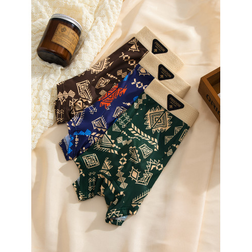 【爆款】美式復古男士內褲冰絲夏季男生平角褲中腰四角褲高彈透氣 【爆款】美式復古男士內褲冰絲夏季男生平角褲中腰四角褲高彈透氣