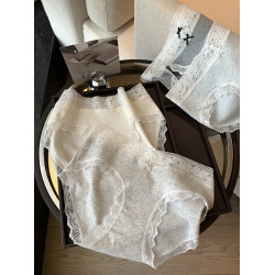 馨幫幫Bra 蕾絲邊蝴蝶結拼接內褲女抑菌純棉加長襠透氣親膚三角褲