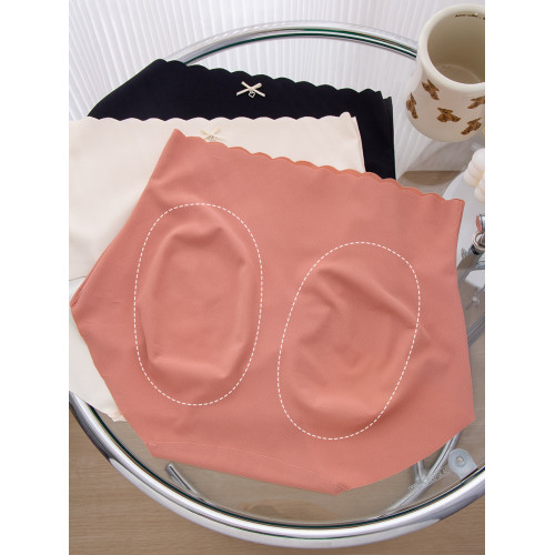 高腰冰絲抗菌無痕波浪邊大碼薄款內褲女包臀塑身女士透氣簡約提臀