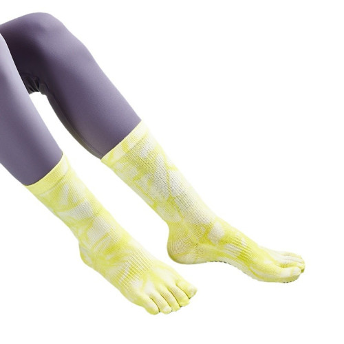 秋冬新品紥染漸變小腿瑜珈襪五指襪女士防滑中筒普拉提健身運動襪