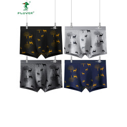PLOVER啄木鳥純棉男士內褲抗菌平角褲頭印花透氣短褲男生四角褲衩
