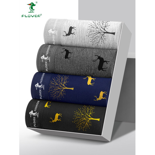 PLOVER啄木鳥純棉男士內褲抗菌平角褲頭印花透氣短褲男生四角褲衩 PLOVER啄木鳥純棉男士內褲抗菌平角褲頭印花透氣短褲男生四角褲衩