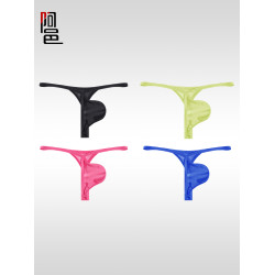 阿邑男士內褲丁字褲冰絲無痕性感低腰舒適t褲健身運動一根線青年