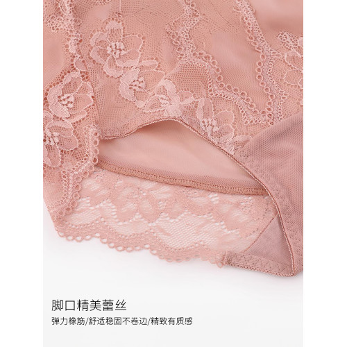 網紗內褲女蕾絲無痕透明純棉襠薄款性感包臀收腹大碼中高腰短褲