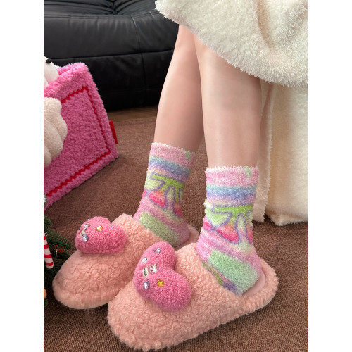 小衆個性紥染珊瑚絨襪子女中筒襪加厚保暖地板襪睡眠襪可愛創意 小衆個性紥染珊瑚絨襪子女中筒襪加厚保暖地板襪睡眠襪可愛創意