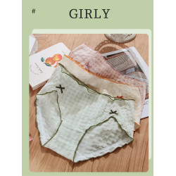 大碼純棉格子內褲女薄款胖mm200斤高彈包臀舒適透氣夏無痕三角褲