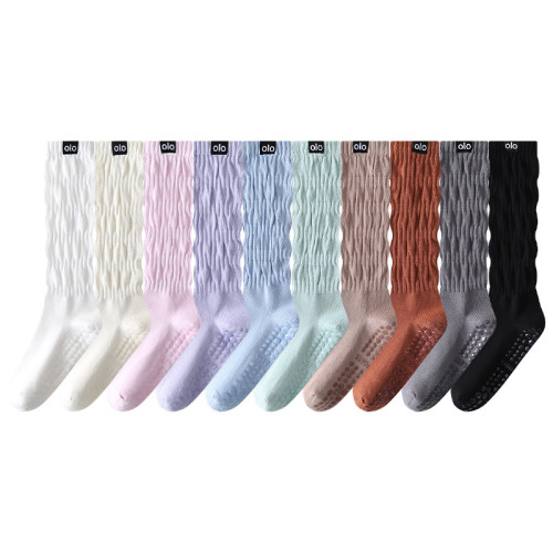 專業防滑普拉提小腿襪堆堆瑜珈襪皺褶曡穿健身運動舞蹈防摩擦襪子 專業防滑普拉提小腿襪堆堆瑜珈襪皺褶曡穿健身運動舞蹈防摩擦襪子