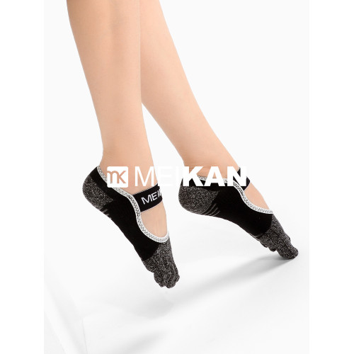 MEIKAN專業雙面防滑襪女棉露背瑜珈襪微壓五指襪透氣運動白色襪子 MEIKAN專業雙面防滑襪女棉露背瑜珈襪微壓五指襪透氣運動白色襪子