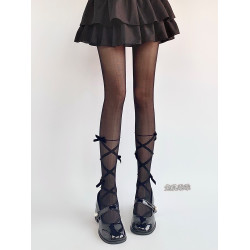 甜美少女芭蕾風絲襪奶白色蝴蝶結連褲襪純欲少蘿薄款洛麗塔襪子薄