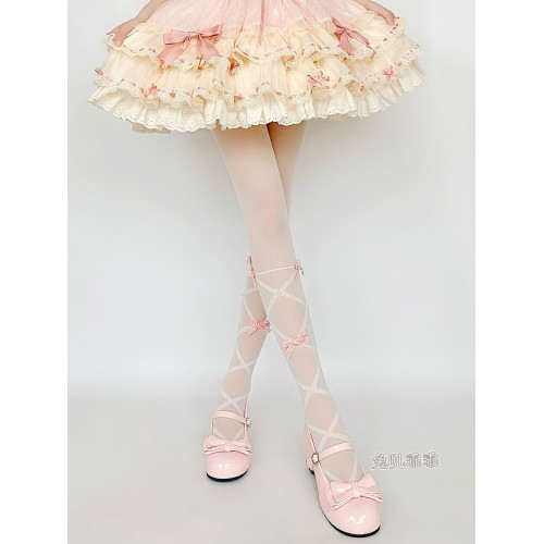 甜美少女芭蕾風絲襪奶白色蝴蝶結連褲襪純欲少蘿薄款洛麗塔襪子薄 甜美少女芭蕾風絲襪奶白色蝴蝶結連褲襪純欲少蘿薄款洛麗塔襪子薄