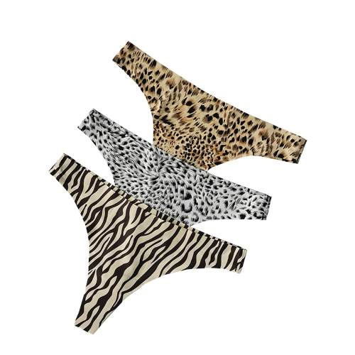 運動內褲冰絲無痕一片式女士性感豹紋丁字褲健身瑜珈跑步吸濕排汗