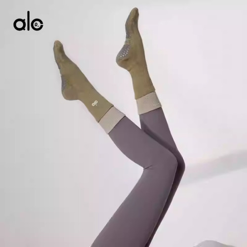 Aloneadv美式瑜珈襪女透氣中筒防滑襪室內舞蹈運動健身普拉提襪子