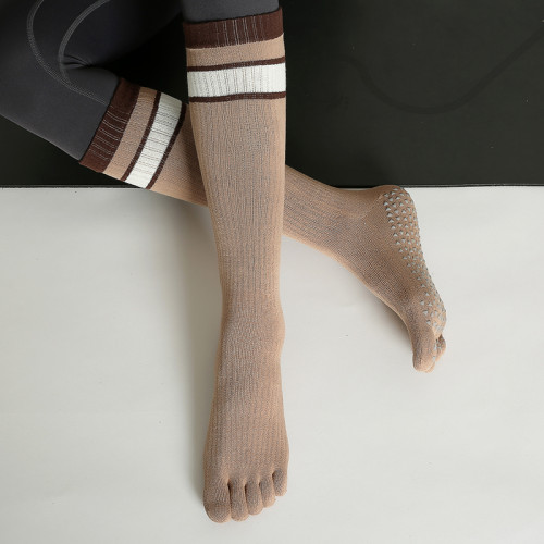 yoga瑜珈襪子防滑專業女中筒室內運動分趾普拉提五指襪過膝長筒襪