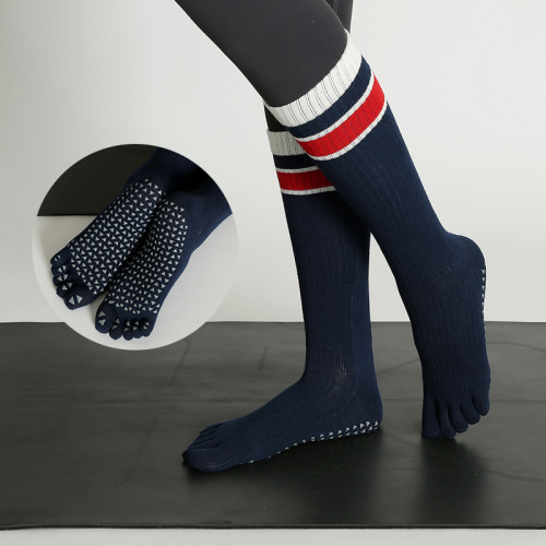 yoga瑜珈襪子防滑專業女中筒室內運動分趾普拉提五指襪過膝長筒襪