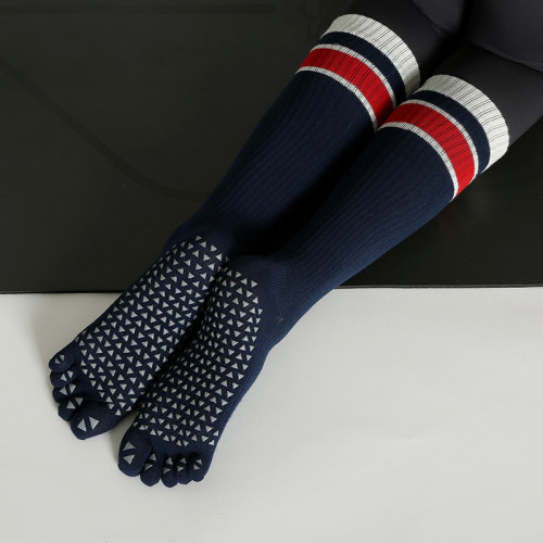 yoga瑜珈襪子防滑專業女中筒室內運動分趾普拉提五指襪過膝長筒襪