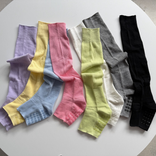 春夏薄款腳底防滑堆堆襪套純棉長筒半截襪子黃色紫百搭踩腳普拉提 春夏薄款腳底防滑堆堆襪套純棉長筒半截襪子黃色紫百搭踩腳普拉提