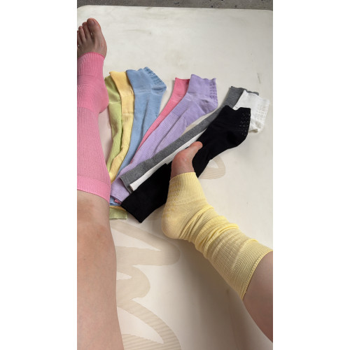 春夏薄款腳底防滑堆堆襪套純棉長筒半截襪子黃色紫百搭踩腳普拉提 春夏薄款腳底防滑堆堆襪套純棉長筒半截襪子黃色紫百搭踩腳普拉提