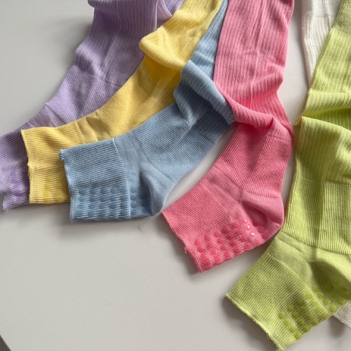 春夏薄款腳底防滑堆堆襪套純棉長筒半截襪子黃色紫百搭踩腳普拉提 春夏薄款腳底防滑堆堆襪套純棉長筒半截襪子黃色紫百搭踩腳普拉提