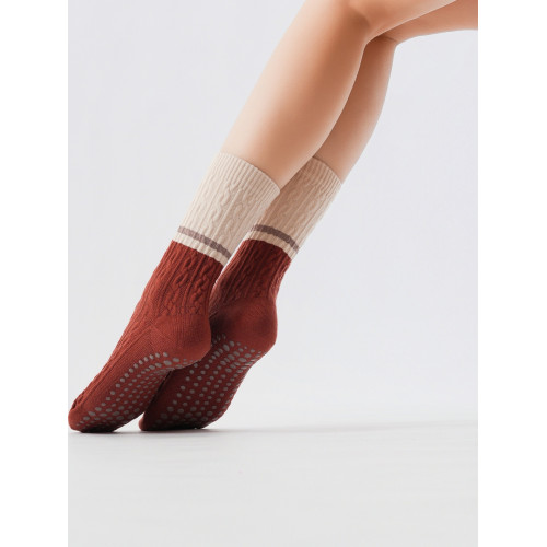 秋冬瑜珈襪防滑楓葉紅系列日系復古保暖地板襪兔絨親膚軟糯百搭女