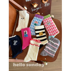 原創可愛襪子女中筒襪純棉春秋款設計感個性ins潮襪長襪外穿卡通